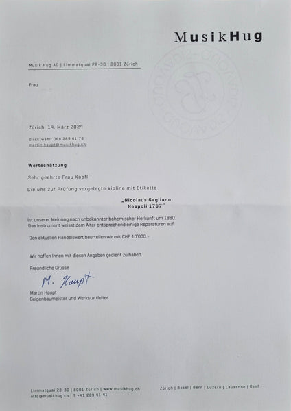 4/4 Violine Nicolaus Gagliano kaufen gebraucht occasion musikbörse ricardo.ch