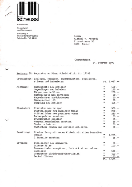 GRATIS Klavier Schmidt-Flohr zu verschenken musikbörse ricardo.ch kostenlos