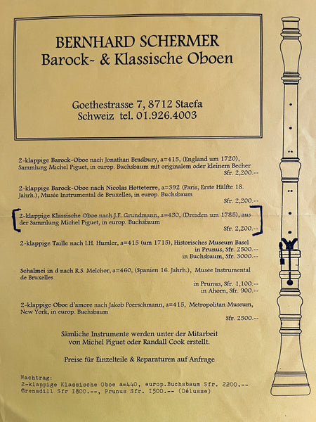 Klassische Oboe Grundmann / Bernhard Schermer 430 Hz kaufen gebraucht occasion musikbörse ricardo.ch