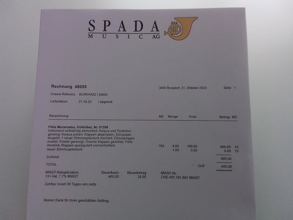 Querflöte Muramatsu 01208 kaufen gebraucht occasion musikbörse ricardo.ch