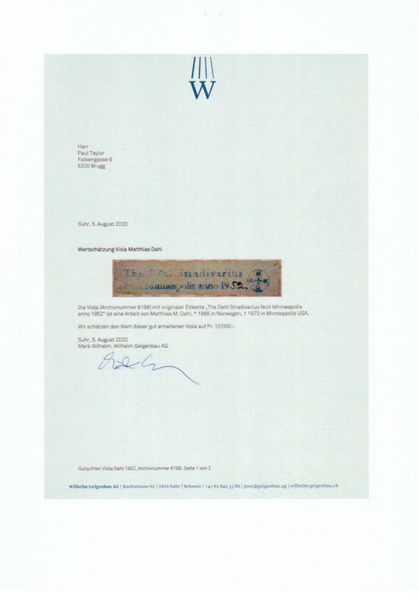 Viola Symphonic Mathias Dahl 1952 Bratsche kaufen gebraucht occasion musikbörse ricardo.ch